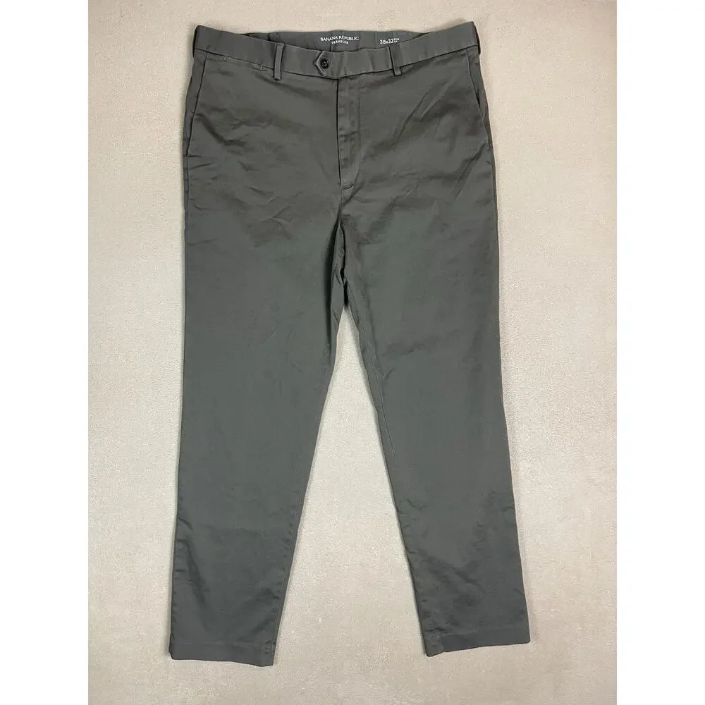 Banana Republic‎ Pants Mens 38x32 Paris Green Traveler Slim Fit High Rise Preppy